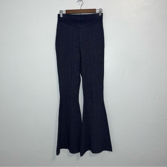 Anthropologie Pilcro Navy Blue Ribbed Knit Flare Leg Pants Size Small - Picture 4 of 11
